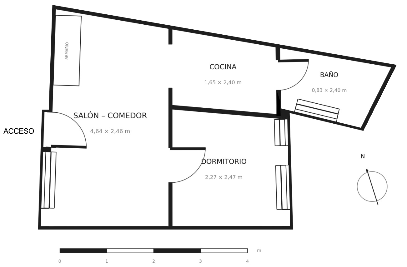 Plano apartamento Las Minas. Madrid